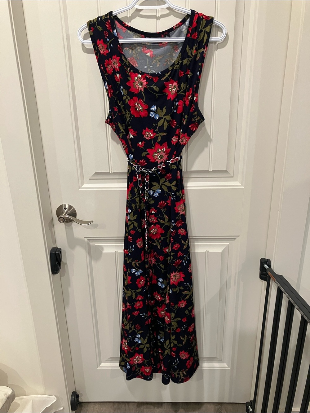 NINA LEONARD Dress A-Line Maxi NAVY RED XL